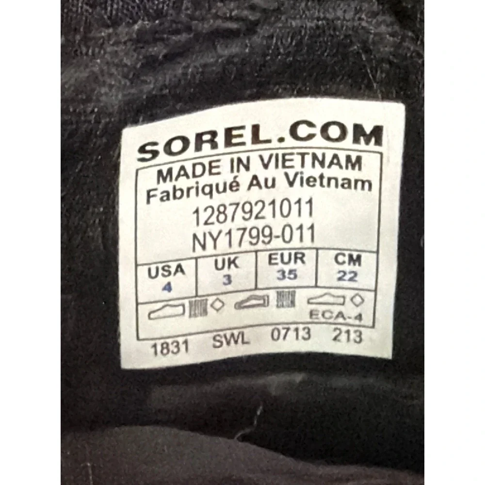 Sorel‎ Snow Boots Kids Black Waterproof Insulated NY1799-011 Size 4